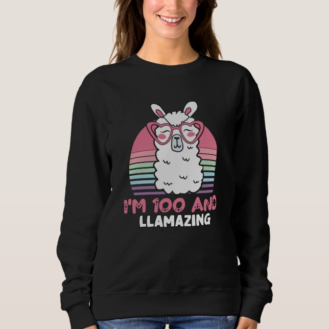 Camiseta Engraçado Adorável Llama 100º Presente De Aniversá (Frente)