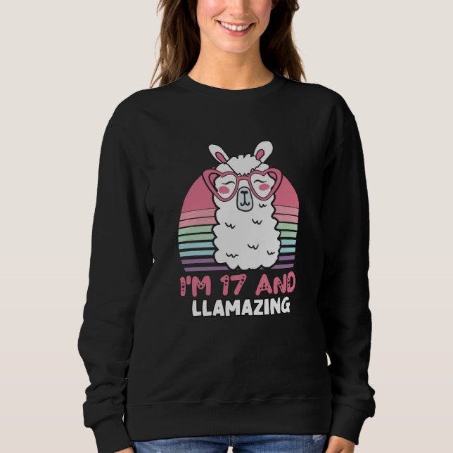 Camiseta Engraçado Adorável Llama 17º Presente De Aniversár (Frente)