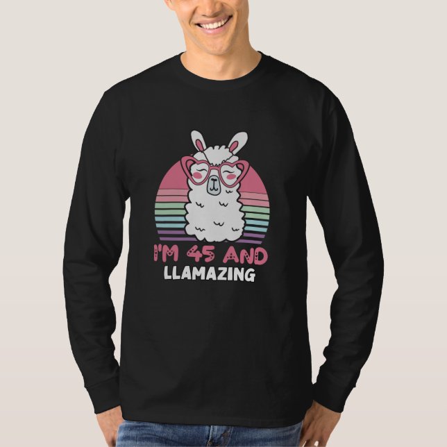 Camiseta Engraçado Adorável Llama 45º Presente De Aniversár (Frente)