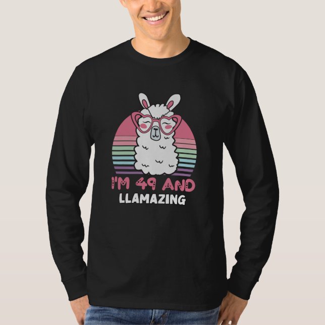 Camiseta Engraçado Adorável Llama 49º Presente De Aniversár (Frente)