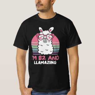 Camiseta Engraçado Adorável Llama 82º Presente De Aniversár