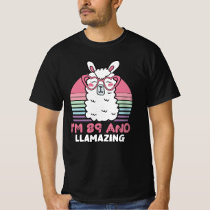Camiseta Engraçado Adorável Llama 89º Presente De Aniversár