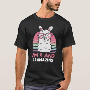 Camiseta Engraçado Adorável Llama 9º Presente De Aniversári