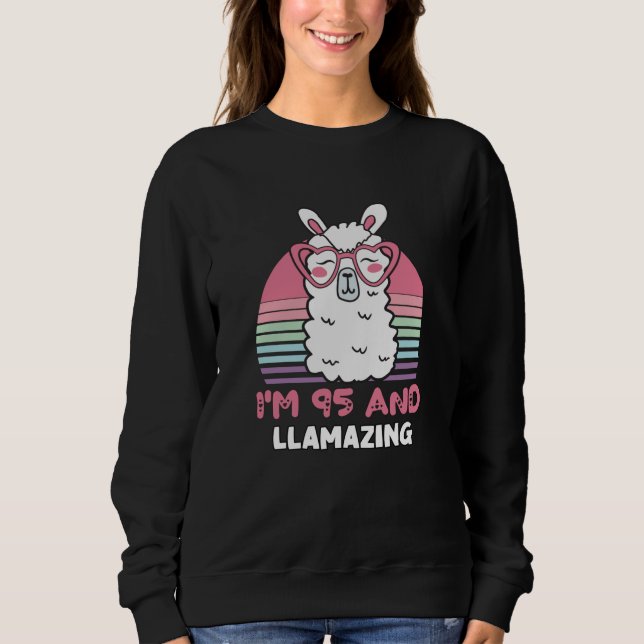 Camiseta Engraçado Adorável Llama 95º Presente De Aniversár (Frente)