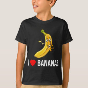 Camiseta Engraçado Adoro Bananas Coração Banana Fruta Tropi