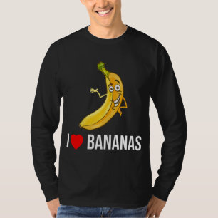 Camiseta Engraçado Adoro Bananas Coração Banana Fruta Tropi