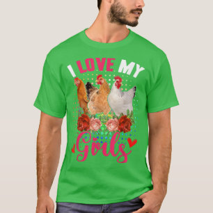 Camiseta Engraçado Adoro Minhas Meninas Três Galinhas Bonit