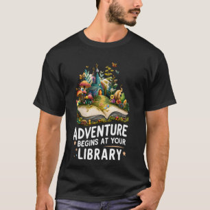 Camiseta Engraçado Adventure começa no seu livro de leitura