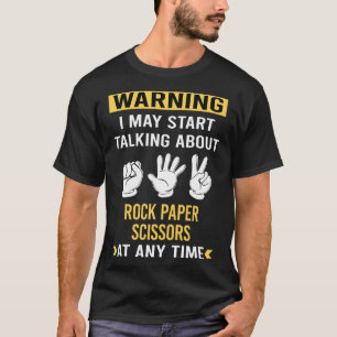 Camiseta Engraçado Advertência de Tesoura de Papel Rock
