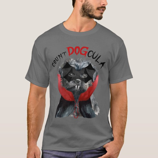 Camiseta Engraçado Affenpinscher Cachorro Vampiro Figurino  (Frente)