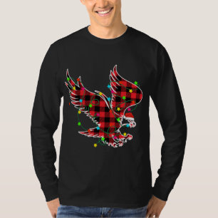 Camiseta Engraçado Águia Natal Árvore Vermelha Xadrezes Xma