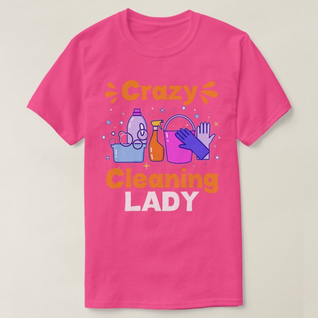 Camiseta Engraçado Agulhador Louco Dama de Limpeza (Frente do Design)