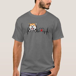 Camiseta Engraçado Akita Inu Heartbeat Dog Lover
