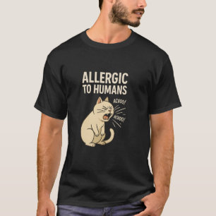 Camiseta Engraçado Alérgico a Humanos Espirros de Gato Piad