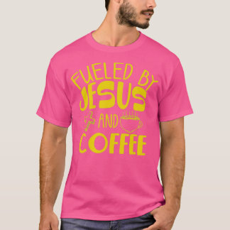Camiseta Engraçado Alimentado Pelo Café Jesus Gift Caffeine