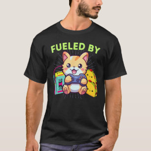 Camiseta Engraçado Alimentado Por Gatos De Jogos Tacos & Os