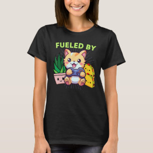 Camiseta Engraçado Alimentado Por Gatos Plantas & Tacos Jog