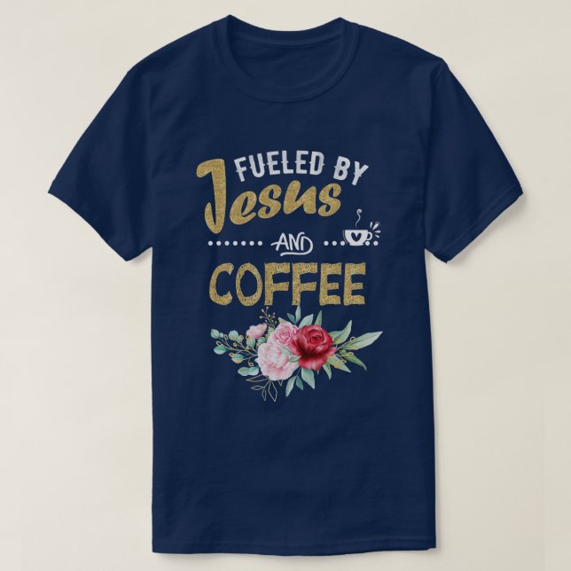 Camiseta Engraçado Alimentado Por Obrigados Do Cafeine Jesu (Frente do Design)