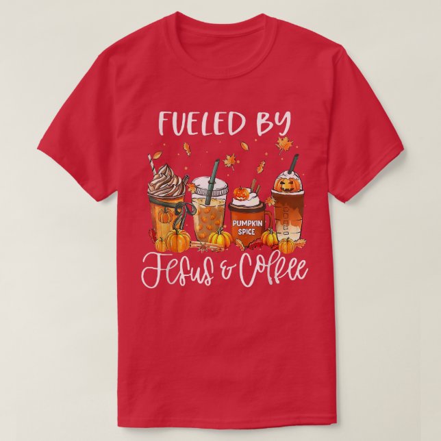Camiseta Engraçado Alimentado Por Obrigados Do Cafeine Jesu (Frente do Design)