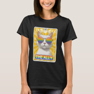 Camiseta Engraçado Ally Cat Tarot Card Prie Sunglass Gay