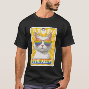 Camiseta Engraçado Ally Cat Tarot Card Prie Sunglass Gay