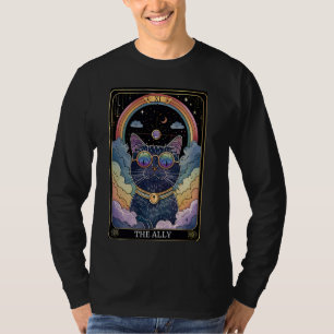 Camiseta Engraçado Ally Cat Tarot Card Prie Sunglass Gay