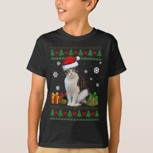 Camiseta Engraçado Ama Gato Bonito Gato Papai Noel Feliz Na