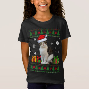 Camiseta Engraçado Ama Gato Bonito Gato Papai Noel Feliz Na