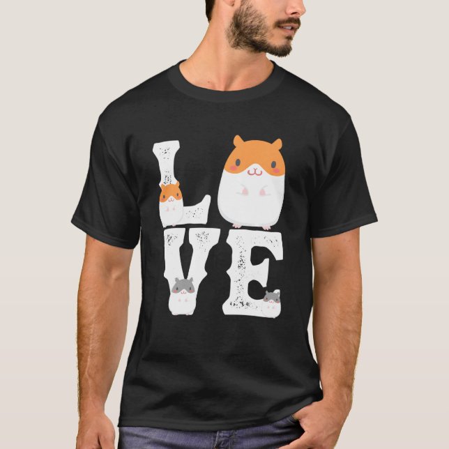 Camiseta Engraçado Ama Hamsters Brinquedos Animais Amantes  (Frente)