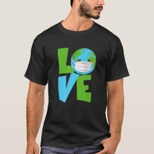 Camiseta Engraçado Ambientalista Face Mask Happy Love Earth