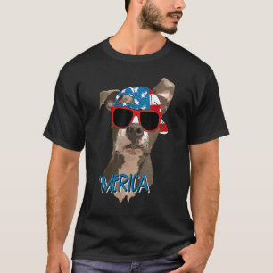 Camiseta Engraçado American Pit Bull Terrier Bandeira Dos E