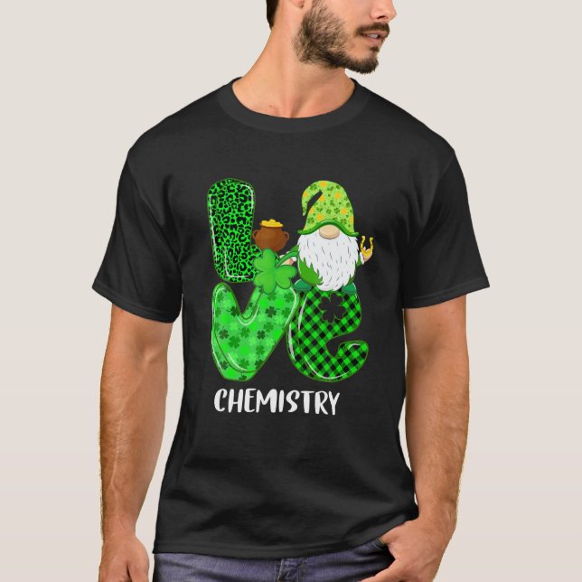 Camiseta Engraçado Amor Química Gnomo Dia de São Patrício H (Frente)