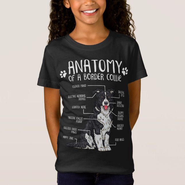 Camiseta Engraçado Anatomia Borda Collie Cachorro (Frente)