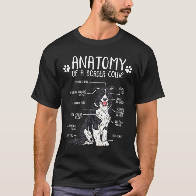 Camiseta Engraçado Anatomia Borda Collie Dog Gift (Frente)