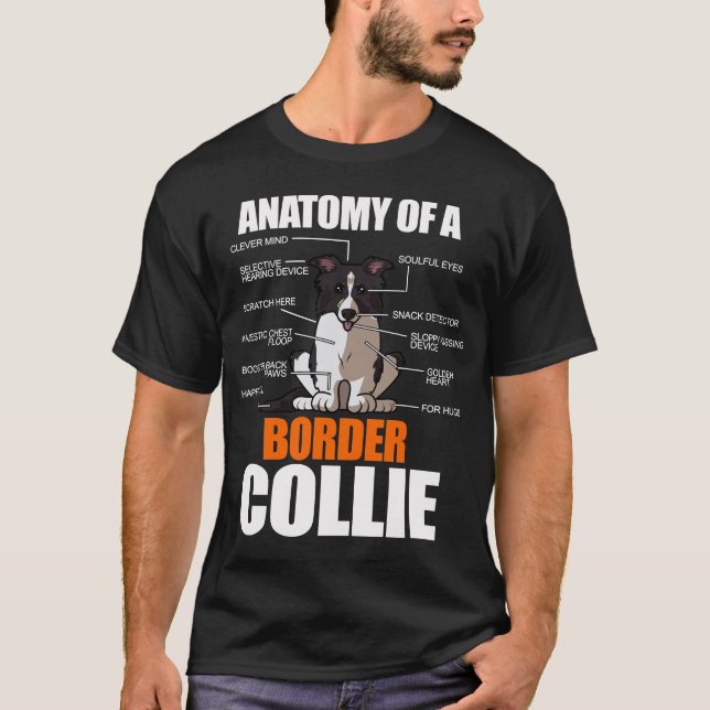 Camiseta Engraçado Anatomia Borda Collie Dog Gift (Frente)