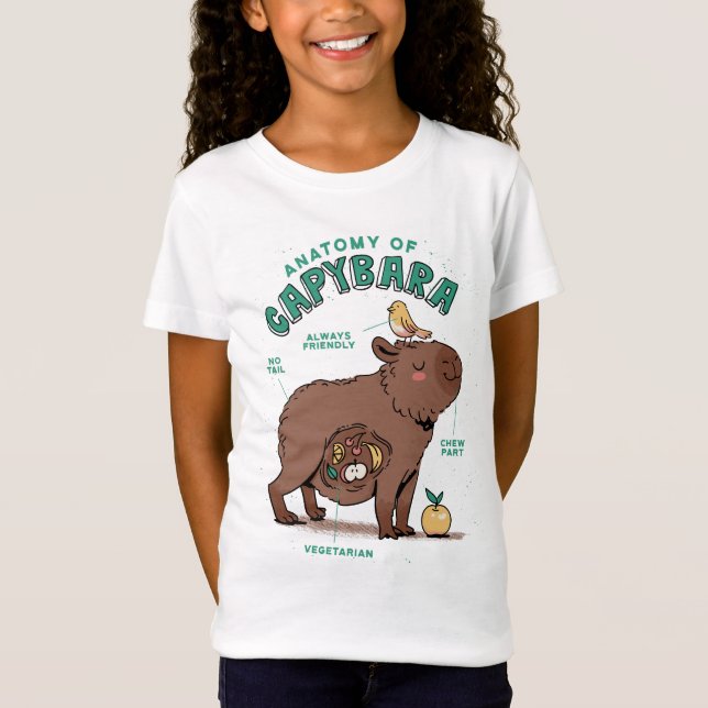 Camiseta Engraçado Anatomia Capybara (Frente)