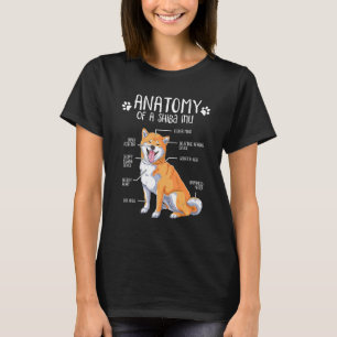Camiseta Engraçado Anatomia de um Cachorro Shiba Inu Sobre