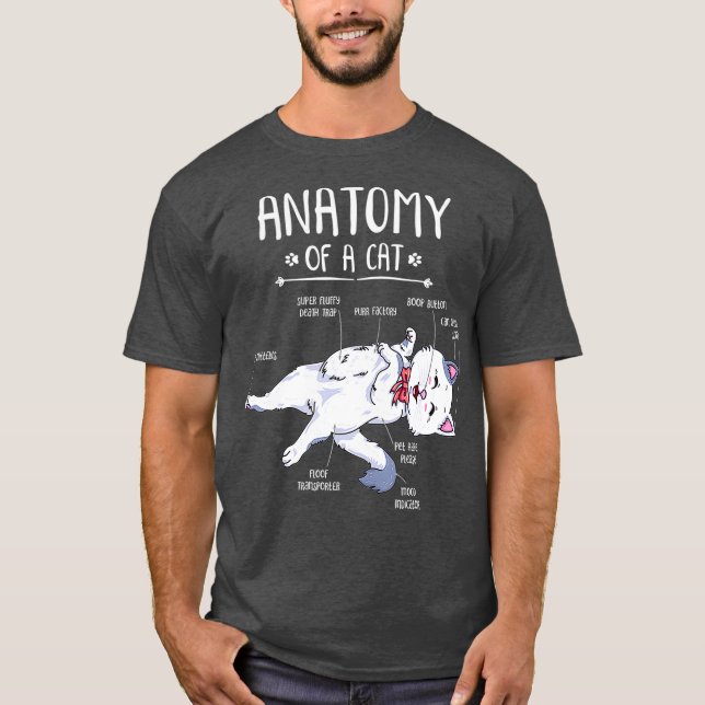 Camiseta Engraçado Anatomia Gato Gatinho Gatinho Gatinho Pr (Frente)