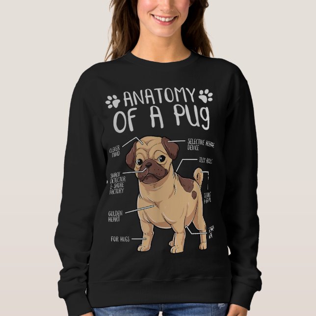 Camiseta Engraçado Anatomia Pug Dog Pug Lover (Frente)
