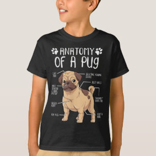 Camiseta Engraçado Anatomia Pug Dog Pug Lover