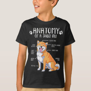 Camiseta Engraçado Anatomia Shiba Inu Cão Lover