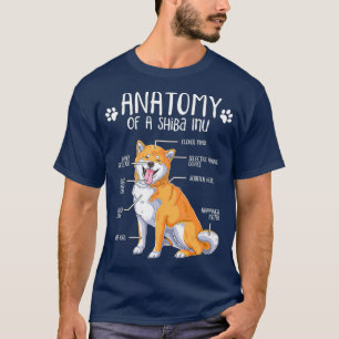 Camiseta Engraçado Anatomia Shiba Inu Cão Lover