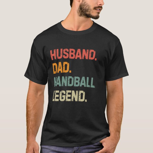 Camiseta Engraçado Anel de Pai de Andebol com Marido (Frente)