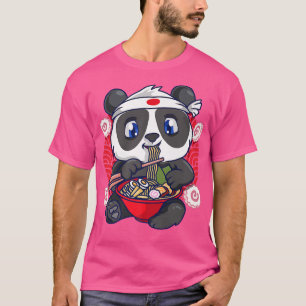 Camiseta Engraçado Anime Kawaii Fofo Panda Japonês Ramen No