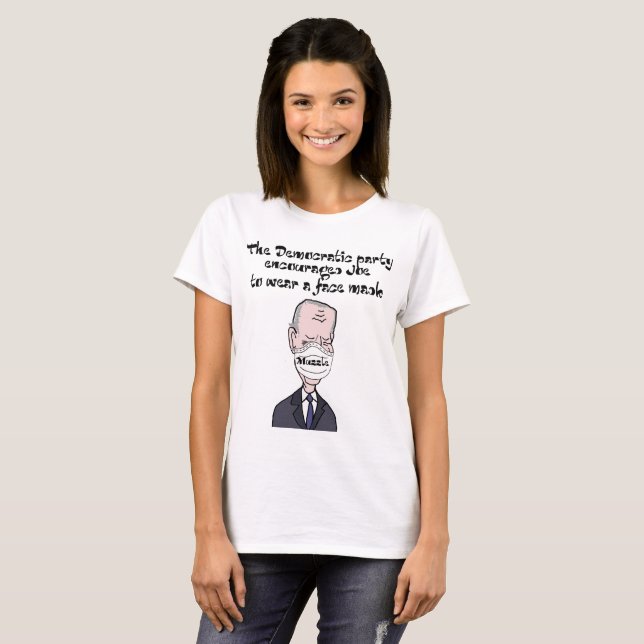 Camiseta Engraçado anti Joe Biden vestindo Mask Politics (Frente Completa)