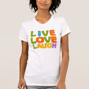 Camiseta Engraçado Ao Vivo Com Amor Ria Cartas De Cartoon G