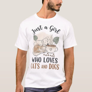 Camiseta engraçado Apenas uma garota que ama gatos e cães m