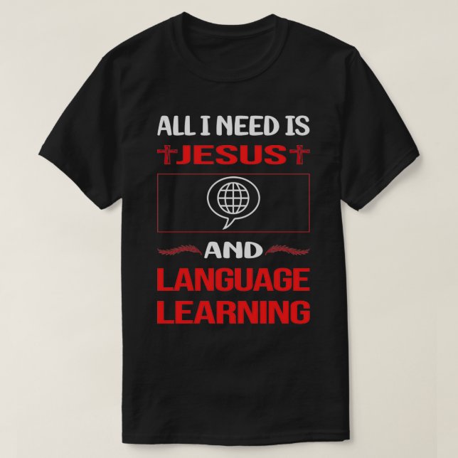 Camiseta Engraçado Aprendizado da Língua Jesus (Frente do Design)