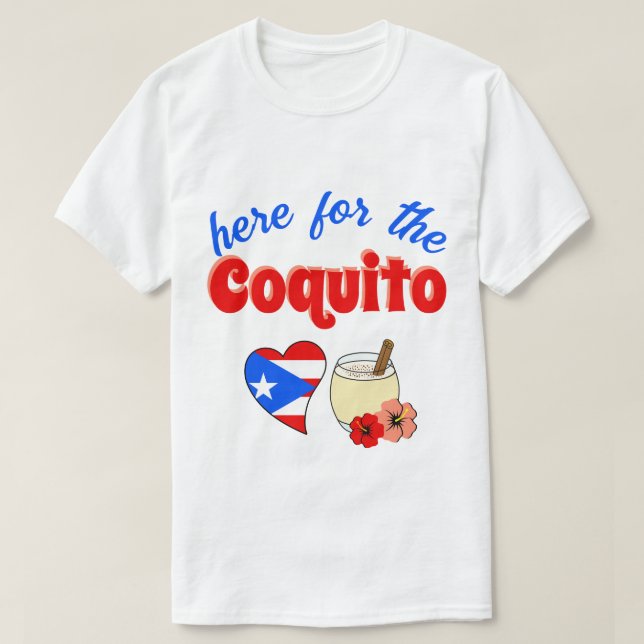Camiseta Engraçado aqui pelo Natal do Coquito Porto Rico (Frente do Design)