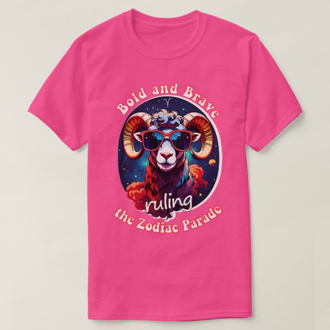Camiseta Engraçado Aries Zodiac Sinal Bold e bravo governan (Frente do Design)